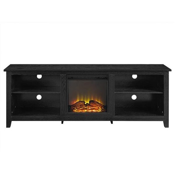 Walker Edison Furniture Walker Edison W70FP18BL 70 in. Wood Fireplace Media TV Stand Console - Black W70FP18BL